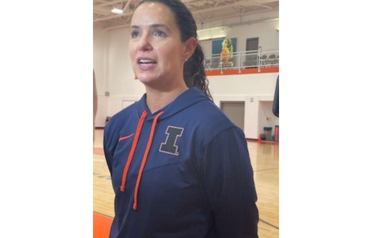 Image shows University of Illinois Women's Basketball coach Shauna Green.