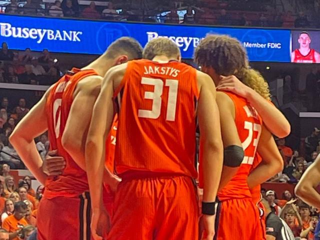Illini men's basketball ran over Maryland at State Farm Center last night.